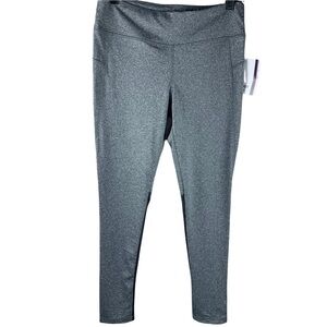 Jockey Sport Heathered Gray with Black Mesh Panels Runners Leggings Size Medium